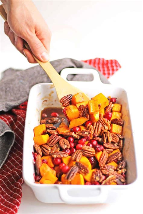 Maple Cinnamon Butternut Squash With Cranberries And Pecans Rhubarbarians