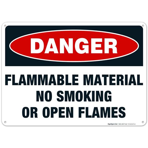 Danger Flammable Materials Sign No Smoking Or Open Flames Sign