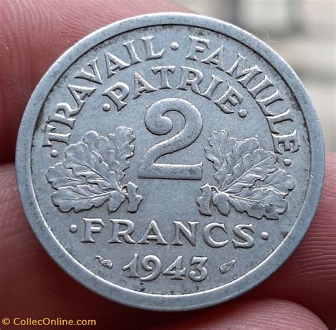 1943  2 francs  Monnaies  Monde  France  Etat Français