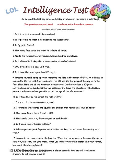 Free Printable Iq Test Pdf