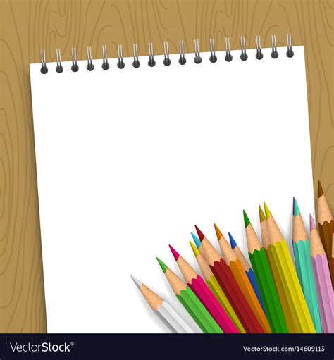 Empty Notebook With Color Pencils Royalty Free Vector Image