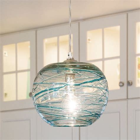 Swirling Glass Globe Mini Pendant Light Aqua Glass Globe Pendant Light Beach House Lighting