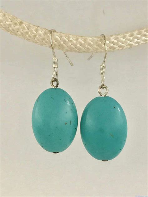 Sterling Silver Turquoise Dangle Earrings Signed 925 REMIjewels