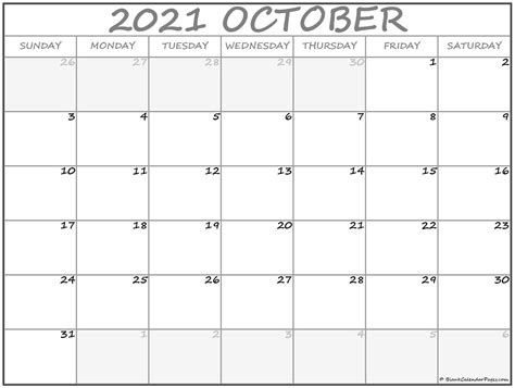 October 2021 Calendar Free Printable Calendar