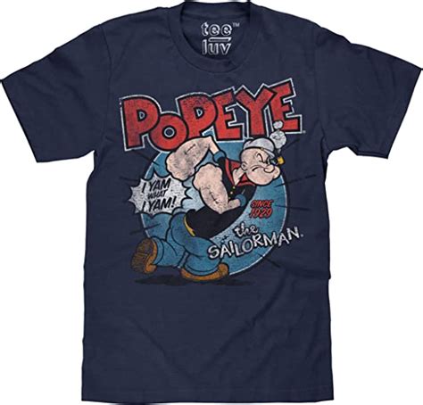 Tee Luv Popeye The Sailorman T Shirt I Yam What I Yam Popeye Cartoon