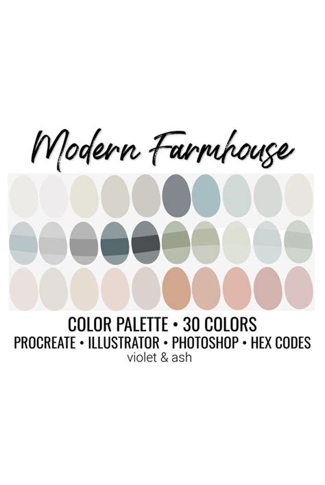 Modern Farmhouse Procreate Palette Color Chart Farmhouse Etsy Canada