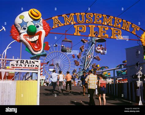 1960s Seaside Heights New Jersey Amusement Pier Sign Laughing Clown