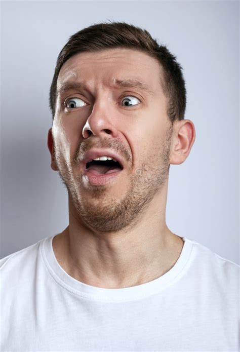 Scared Man Screaming In Fear Stock Photo Image Of Face Male 181761106