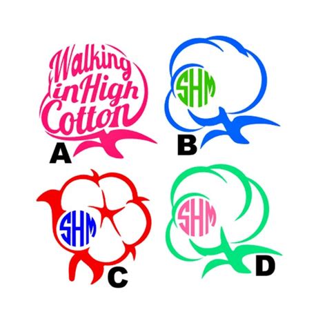 Walking In High Cotton Decal Cotton Monogram Decal