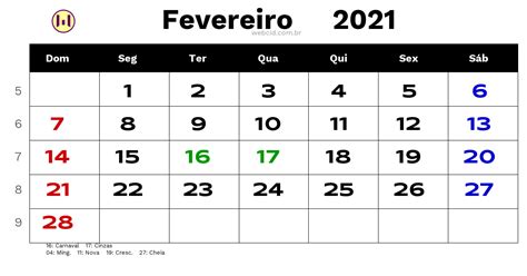 14 de junio 2021, 10:03 a. Calendário de fevereiro de 2021 com feriados nacionais ...