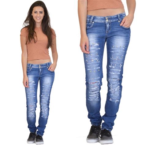 New Womens Ladies Blue Slim Faded Skinny Ripped Frayed Distressed