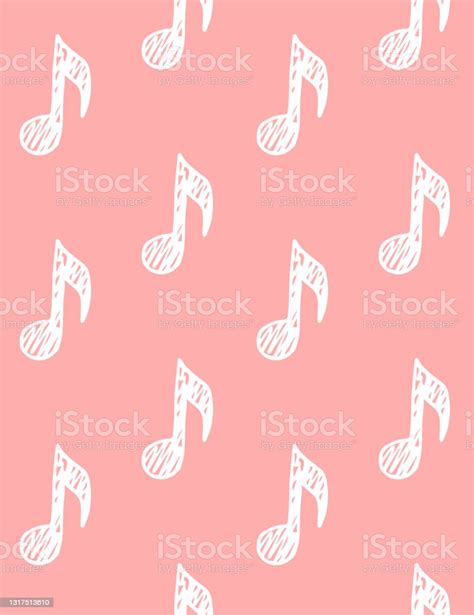 Vector Seamless Pattern Of White Hand Drawn Doodle Sketch Music Note