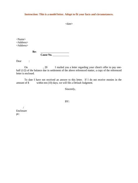 Settlement Letter Doc Template Pdffiller