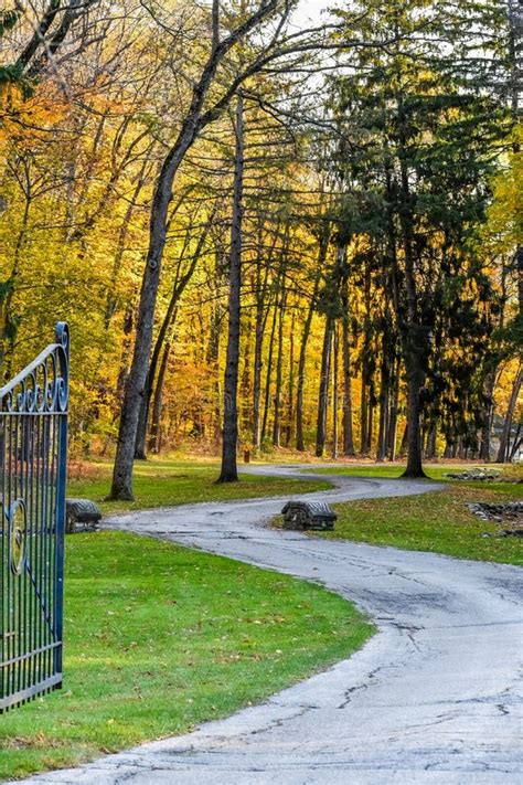 Winding Road Fall Colors Door County Wi Stock Photo Image Of