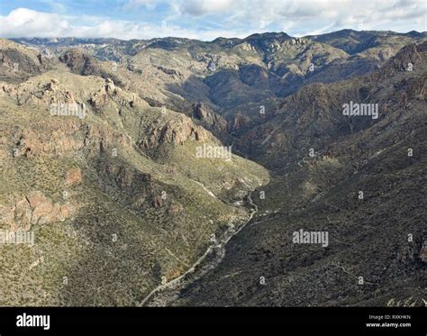 Aerial View Of Sabino Canyon In Tucson Arizona Stock Photo Alamy