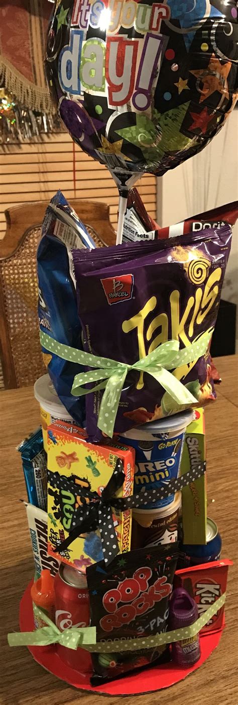 If you're looking for great birthday or other gift ideas for boys, we've got you covered. Birthday Snack Tower gift for 12-year old boy | Birthday ...