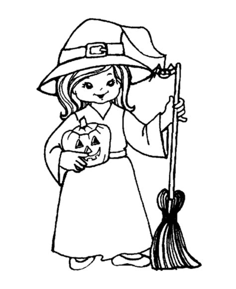 Halloween Witch Coloring Page Witch And Broomstick Free Printable