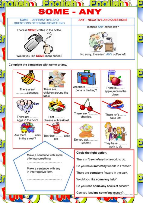 They give information about how much or how many of an item you are talking about. Welcome to English - some, any - quantifiers worksheet - Free ESL printable worksheets made by ...