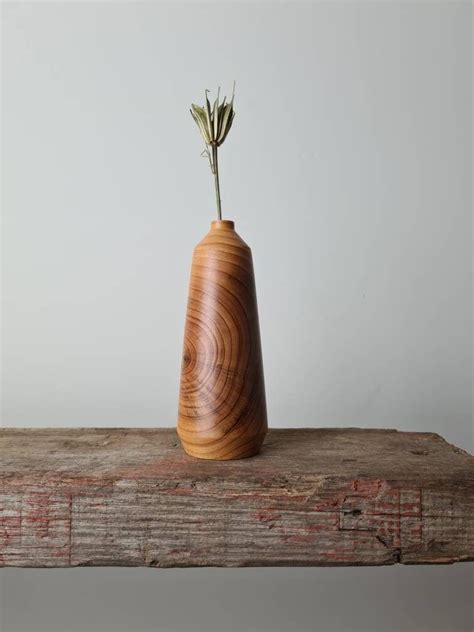 Small Wooden Bud Vase Mid Century Inspired Bud Vase For Dried Etsy