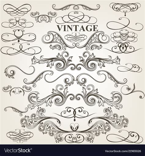Calligraphic Design Elements Set Royalty Free Vector Image