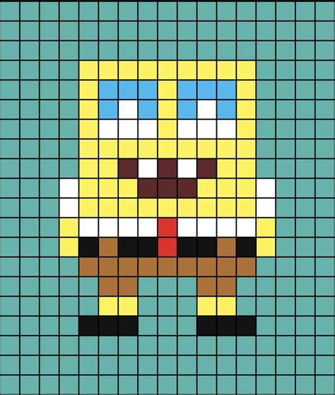 A Small Pixel Art Template Of Spongebob Squarepants Art Films