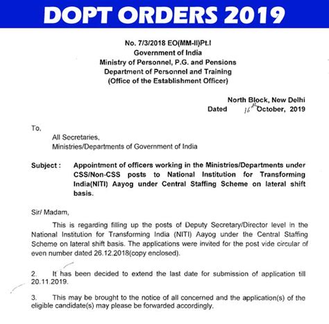 Näytä lisää sivusta niti aayog facebookissa. DoPT - Appointment of officers working in the Ministries ...