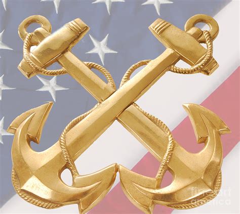 Navy Anchors On Flag Digital Art By Cheryl Casey