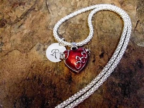 Personalized Jewelry Red Heart Necklace Heart By Charmaccents 2500