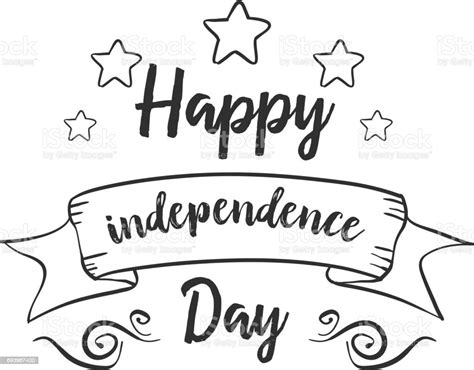 Hand Draw Of Independence Day Collection Vector Illustration Stock