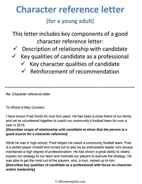Sample Character Reference Letter For A Friend Rental Property