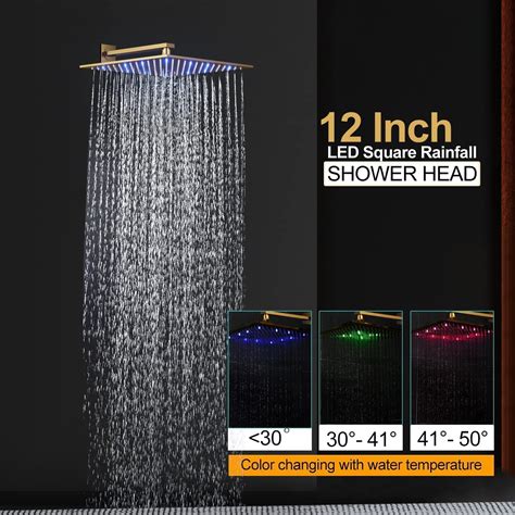 Buy Katais Thermostatic Shower System Led 12 Inch Wall Mount Rainfall Shower Set With 6 Pcs