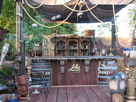 Belly Up To The Pirate Bar Tiki Bars Backyard Outdoor Tiki Bar