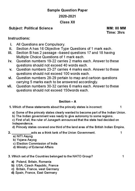 View sample political science research paper on constructivism. CBSE Class 12 Political Science Sample Paper 2021 with ...