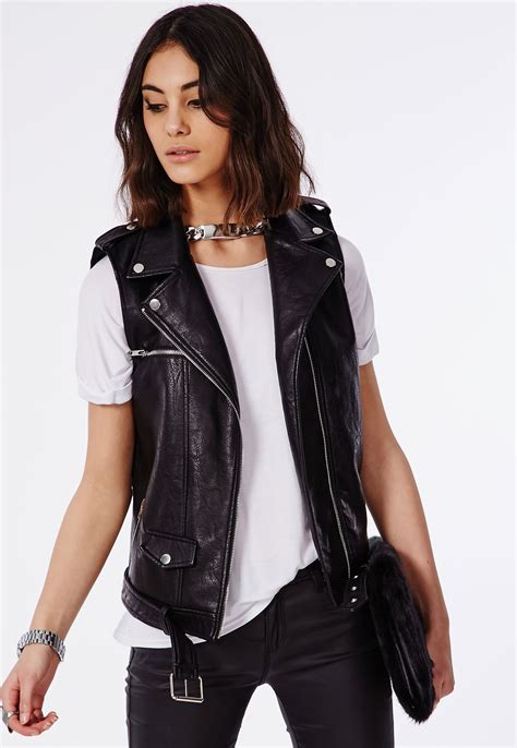 Sleeveless Faux Leather Gilet Black Coats And Jackets Missguided