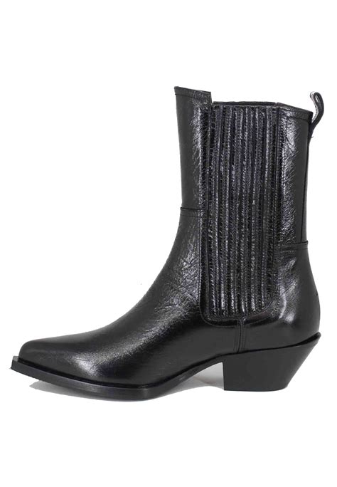 Texan Ankle Boots In Shiny Black Leather Laura Bellariva Spatarellaeu