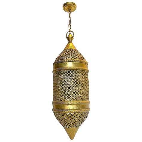 Beautiful Large Antique Moroccan Hanging Pierced Brass Lantern At 1stdibs