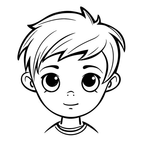 The Face Of A Boy Face Coloring Page Outline Sketch Drawing Vector