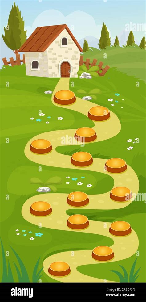 Game Map Forest Gui Background Template In Cartoon Style Casual