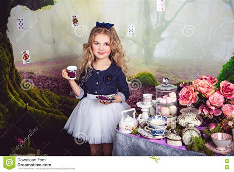 Pretty Little Girl As Alice In Wonderland Stock Image Image Of Girl