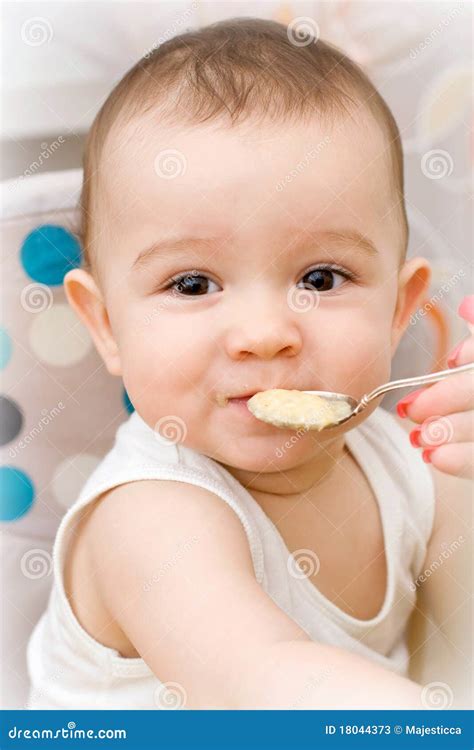 Cute Caucasian Baby Eating Stock Photos Image 18044373