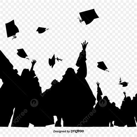 Graduate Caps Silhouette Png Free Shadow Graduation Cap Group Photo