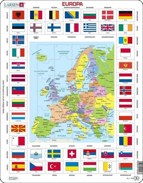 Media Verlag Puzzle Europa Länder Flaggen Kinderpuzzle Puzzleteile
