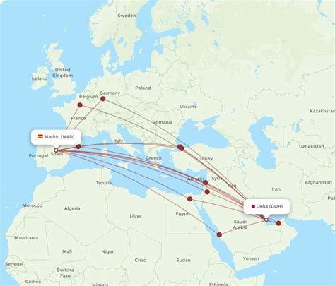 All Flight Routes From Madrid To Doha Mad To Doh Flight Routes