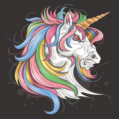 Angry Unicorn With Rainbow Mane 1019299 Vector Art At Vecteezy