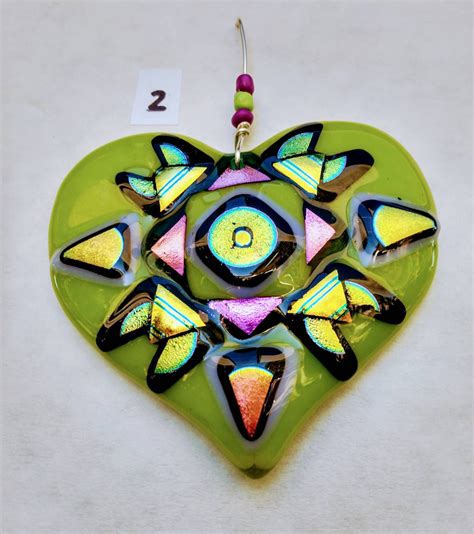 Fused Glass Heart Ornament Etsy