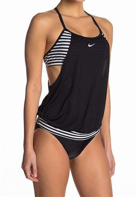 Nike Womens Striped Layered Tankini Top Swimwear Xl Walmart Com