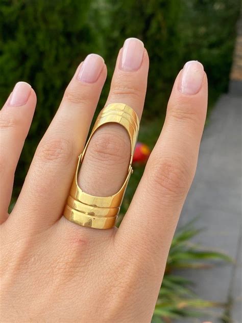 Gold Double Ring Full Finger Ring Armor Ring Shield Ring Gold Etsy