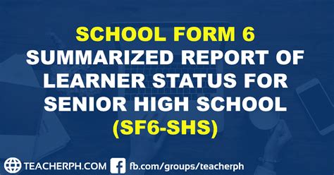 School Form 6 Summarized Report Of Learner Status For Senior High