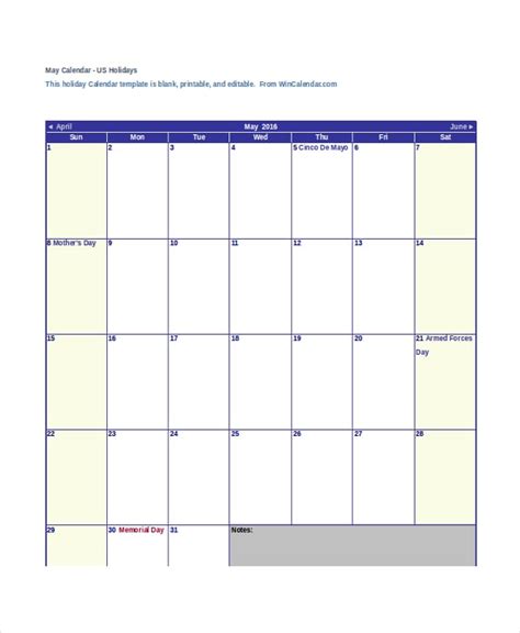 Editable Calendar Template For Microsoft Word