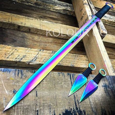 28 Rainbow Ninja Sword Full Tang Machete Tactical Blade Katana